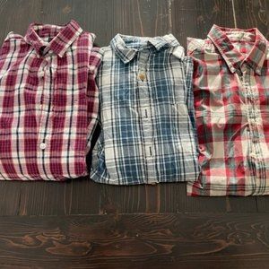 Set of Three Men's Used JCREW Long Sleeve Button Down Plaid Shirts